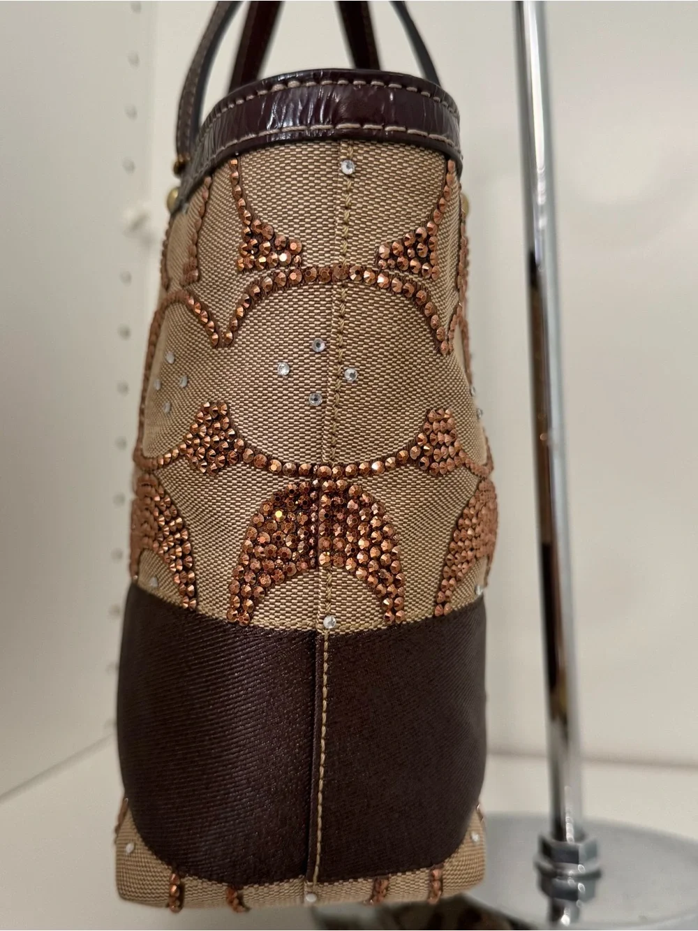 Custom vintage Coach Signature Hand-Rhinestoned Sequin mini Bag –One of a Kind ✨